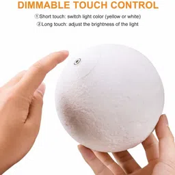 divinezon 3D USB Rechargeable Moon Lamp Color Changing Sensor Touch Crystal Ball Night Lamp with Wooden Stand Night Lamp image 3