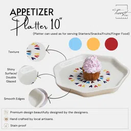 the transit story Handcraft Ceramic Heptagonal Shape Multicolor Heart Dessert/Snack/Serving Plate Tray image 4