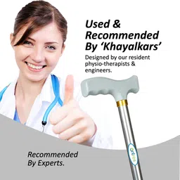 entros Premium Hight Adjustable Aluminum Single L-Shaped Folding Walking Stick - KL920L (Silver) Walking Stick image 5