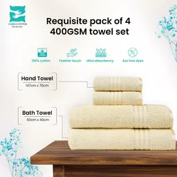 cuddle cotton Cotton 400 GSM Bath, Hand Towel Set image 5