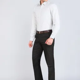 peter england Men Regular Fit Brown Cotton Blend Trousers image 2