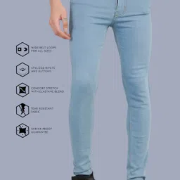 Men Slim Mid Rise Light Blue Jeans-image-31