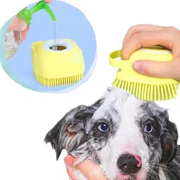 sarchase Dog Bath Brush Body Scrubber with Shampoo Dispenser Tick Remover 80 ml Pet Facial Cleanser image 4