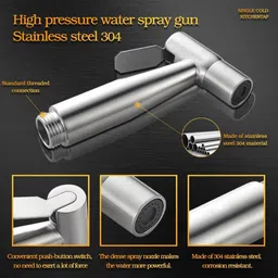 kuric Stainless Steel Heavy Duty Health Faucet, Toilet Bidet Sprayer, Gun+Hook Only Bathroom Bidet Spray - Faucet for Toilet - Hand Jet Bidet Spray Head HealthFaucet image 3