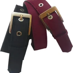 justin dustin Women Black, Maroon Fabric Belt-picture-14