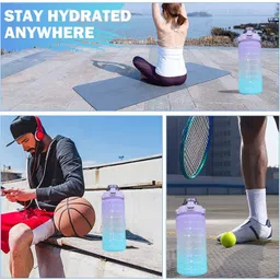 remang Plastic Water Bottle Motivational Time Marker Sports Water Bottle 2000 ml Water Bottle image 4