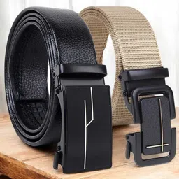 v roots Men Casual, Party, Evening Black, Beige Canvas, Artificial Leather Belt-picture-45