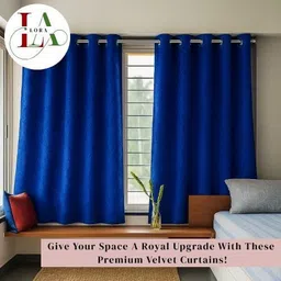 lalora 150 cm (5 ft) Window Velvet Blackout Curtain (Pack Of 2) image 1