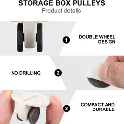 planetone ) 4Pcs Adhesive Casters Round Rollers for Cabinet Drawer Set 1 Swivel Furniture Caster image 3