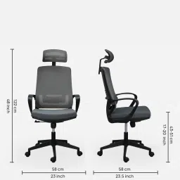 royaloak Nova Breathable Mesh Ergonomic Chair in Grey & Black Colour image 2