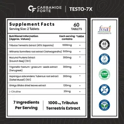 carbamide forte Testosterone Booster for Men with Tribulus Terrestris & Ashwagandha 1000mg image 2