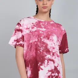 under armour Women Tie & Dye Round Neck Polycotton Pink T-Shirt-picture-22