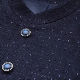 house of pataudi Men Self Design Bandhgala Party Blazer image 2