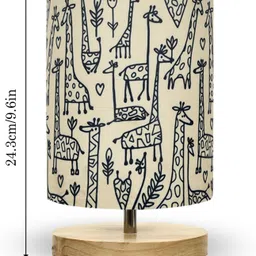 homesake Pine Wood Bedside Lamp, Linen Shade, Mini Nightstand Light, Savannah Cylinder Table Lamp image 3