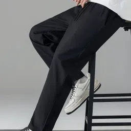 zimist Men Solid Black Track Pants image 4