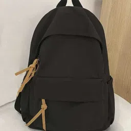 saqlaini Medium 24 L Laptop Backpack Trendy Black Casual Backpack with Stylish Tan Strap Detailing image 4