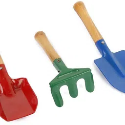 esnap 3Pcs Metal Garden Tools Set Outdoor Rake Shovel Playset Kids Beach Sandbox Toy Garden Tool Kit-picture-17