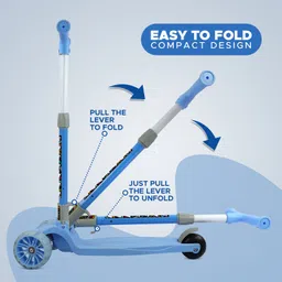 miss & chief Scooter with 3 Level Height Adjust & Foldable with LED Rotary Light Up Wheels image 5