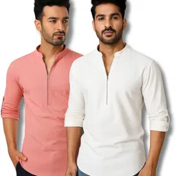 mahiran Pack of 2 Men Solid Pure Cotton Straight Kurta-picture-18