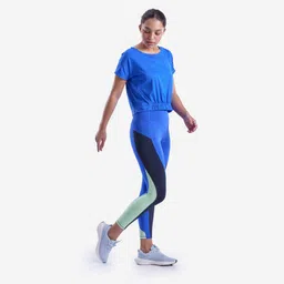 Loose Crew Neck Women's Crop Gym T-Shirt 500 - Lupin Blue-image-46