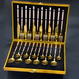Luxury premium hotel restaurant kitchen Gold & pink plated, royal set 304 grade Stainless Steel Cutlery Set-image-2