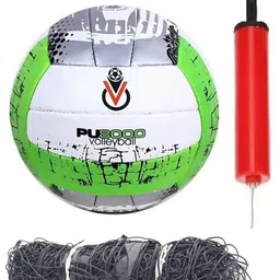 pu green volleyball with net and air DX11 pump Volleyball - Size: 4-image-6