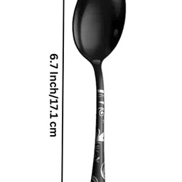 kitchantique Silverware Dessert Spoons|1-Pcs Flatware for Ice-Cream, Ice-Tea|Charcoal Black Stainless Steel Cutlery Set image 2