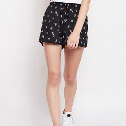 Printed Women Black Night Shorts-image-17