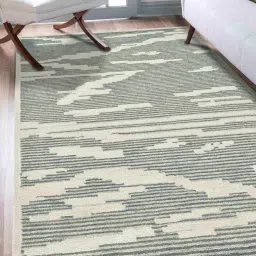 saraswati global Grey Abstract Wool 8 ft x 10 ft Hand Tufted Carpet image 1
