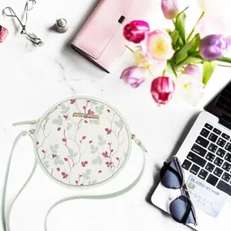 sacci mucci Blue Women Sling Bag Round Sling Bag, Printed Sling Bag, Women Sling Bag-Floral Tree Twig image 4