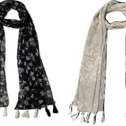 xmsfashion Printed Chiffon Women Multicolor Scarf, Stole, Fancy Scarf-picture-18