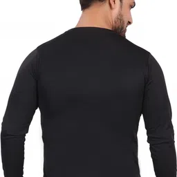 kaspy Men Solid Round Neck Polyester Black T-Shirt image 2