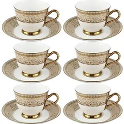 Pack of 6 Bone China Serving Tea and Coffee Cup 6, Saucer 6, Set, 160ML-image-0