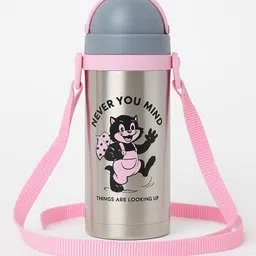 npe Cute Kids Stainless Steel Water Bottle with Strap | Leak-Proof, BPA-Free 450 ml Water Bottle-picture-41