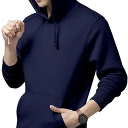 woostro Men Full Sleeve Solid Hooded Sweatshirt image 3