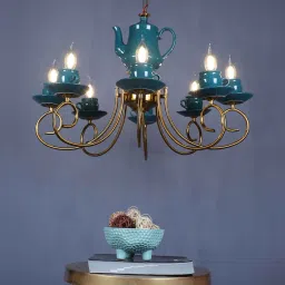 Celina Green Iron Chandelier | E14 holder | without Bulb by Eliante by Jainsons Lights image 1