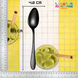 Manishaware Honeycomb Black Spoon Set Stainless Steel Table Spoon Set image 2
