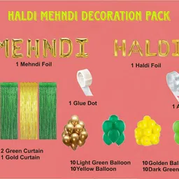 loons peddler Solid Haldi Mehndi Ceremony Decoration Kit - Pack of 47 items Balloon image 2