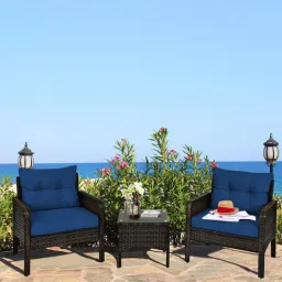 carry bird La Concha Wicker Patio Table & Chair Set In Leather Brown Colour (Set Of 2 Chairs)-picture-25