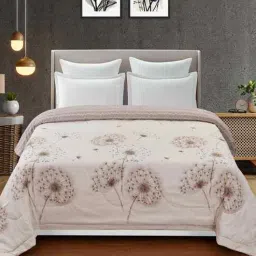 Florida 180 GSM Floral Reversible All Season AC Comforter / Blanket / Quilt (Camel, 220x240 CM)-picture-28