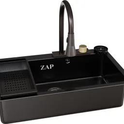zap 304 SS Kitchen Sink Set with Pull Out Faucet & Accessories (B30X18in) Waterfall 304 SS Kitchen Sink Set with Pull Out Faucet & Accessories (B30X18in) Vessel Sink-picture-11
