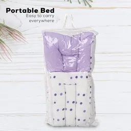 kiddilan 3 in 1 Baby Carry Cum Sleeping Bag for Boys & Girls 0-3 Months (Dot_Purple) Multipurpose Bed Bunk bed image 4