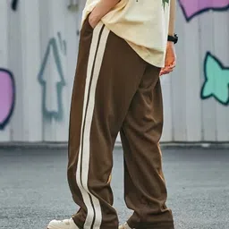 comfortably dumb Men Striped Brown Track Pants image 4