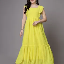 aayu Women Fit and Flare Yellow Midi/Calf Length Dress-picture-14