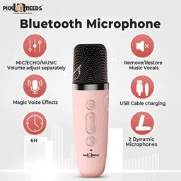 daily needs shop Bluetooth Wireless Speaker With Karaoke Mic With RGB Light Rechargeable Microphone image 2