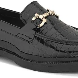 HERE&NOW Black Patent Strapped Formal shoes Loafers For Men image 2