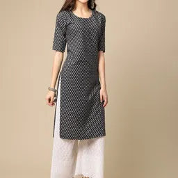 7threads KALINI Women Pack Of 2 Paisley Block Print Handloom Crepe Kurta image 3