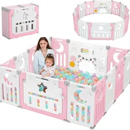 nucarture 18Panel Playpen for Kids Baby Foldable Play Yard Fence for Toddlers Babies-picture-24
