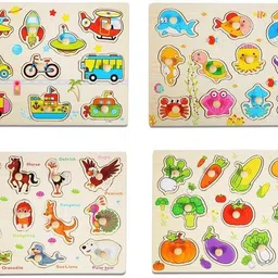 authfort preschool 4 pcs PACK Wooden Peg Puzzles for Toddlers, Kids Puzzles Set-picture-20