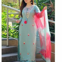 vindyavasini Women Viscose Rayon Kurti Pant Dupatta Set image 2